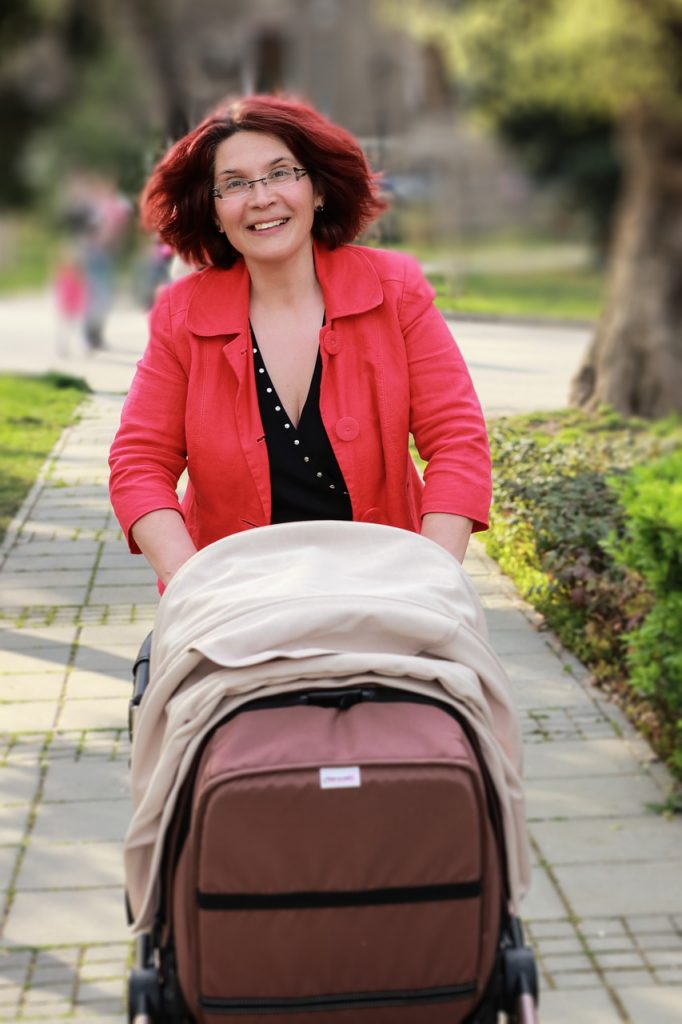 baby, stroller, grandma