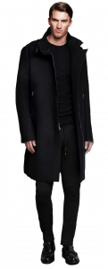 man, in black, coat